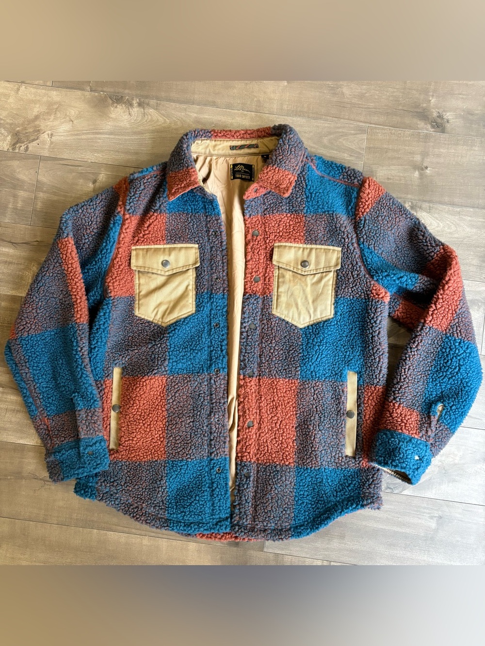 Todd Snyder x LL Bean Hi-Pile Sherpa Snap Shirt Jacket Plaid Shacket